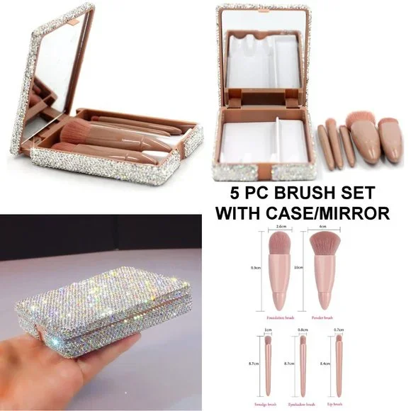 NWT Sparkling Crystal Rhinestone Bling Silver Stocking Stuffers Makeup B…
